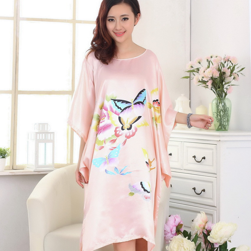 Áo Choàng Ngủ Kimono Chất Liệu Satin In Họa Tiết Thời Trang Cho Nữ