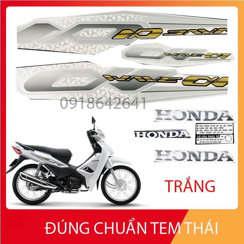 [CHUẨN TEM THÁI] BỘ TEM 3 LỚP DÁN FULL XE HÀNG XỊN CHO WAVE ANPHA ĐỜI 2019 - MÀU TRẮNG