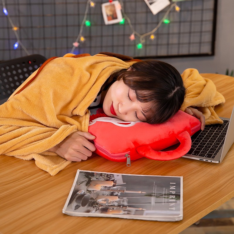 Chăn Gối Hoạt Hình Đa Năng 2 Trong 1 Cho Dân Văn Phòng - Chăn Gối Cho Bé Đi Học