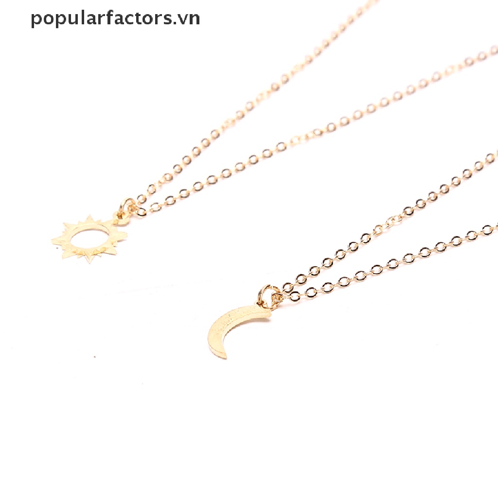 Set 2 Vòng cổ Mặt Trăng Mặt Trời Bằng Thép Không Gỉ Cho Cặp Đôi