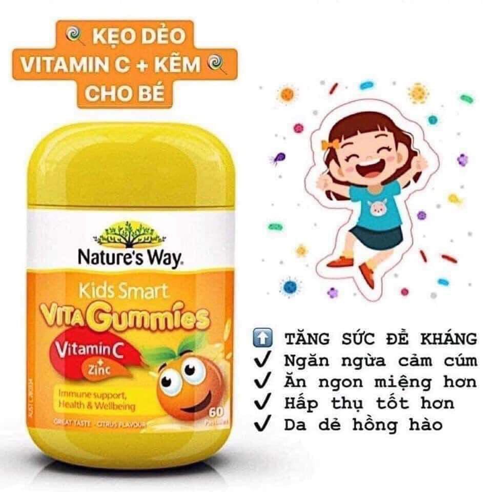 Vitamin Nature's Way Kids Smart VITA Gummies Vitamin C + Zinc hộp 60 viên