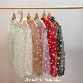 Sơ Mi Voan Hoa Cúc💥𝑭𝑹𝑬𝑬𝑺𝑯𝑰𝑷💥Áo Khoác Mỏng_LY STORE