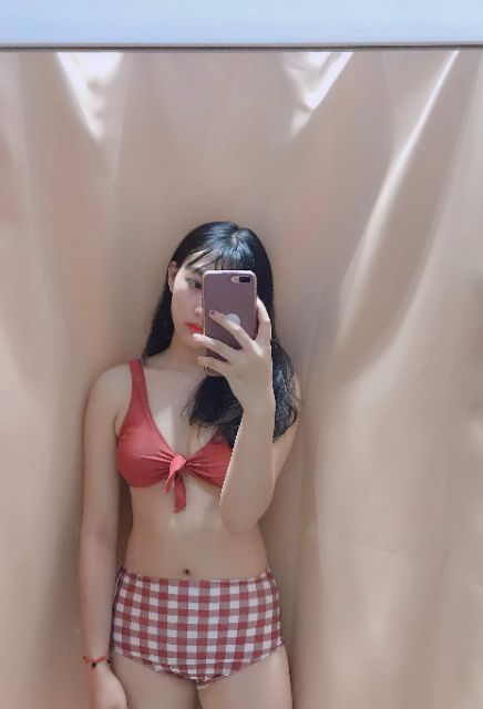 Bikini retro cạp cao caro đỏ (ảnh thật + feedback) | BigBuy360 - bigbuy360.vn