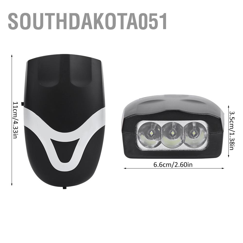 Hàng Sẵn Đèn LED gắn tay cầm xe đạp 3 bóng chống thấm nước có còi dễ mang theo khi đi ra ngoài Đèn xe đạp thể thao siêu sáng led chống nước có còi【Southdakota051】