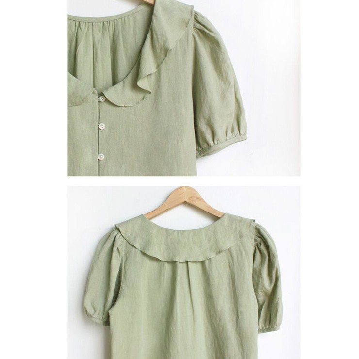 Áo Sơ Mi Tay Ngắn Phối Bèo Thời Trang Dành Cho Nữ 43802