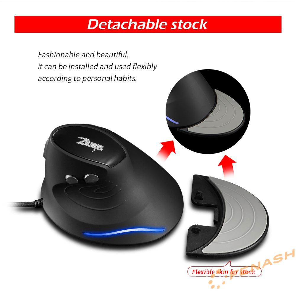  FE  ZELOTES 3200DPI Gaming Mouse Upright Wired 6 Button LED Desktop Game Mouse