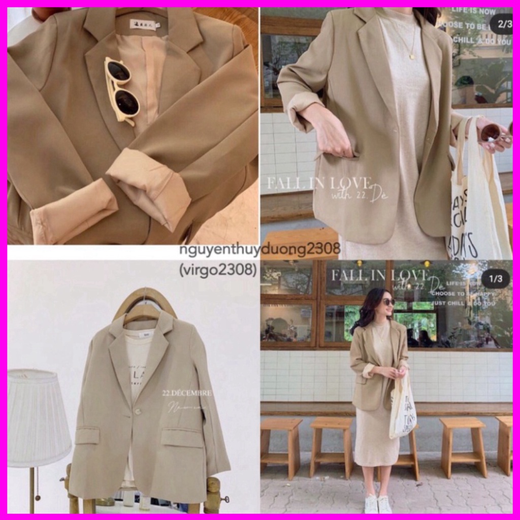 Áo blazer nâu tây 2 lơp phong cách Hàn quốc-Áo vest nâu sang chảnh