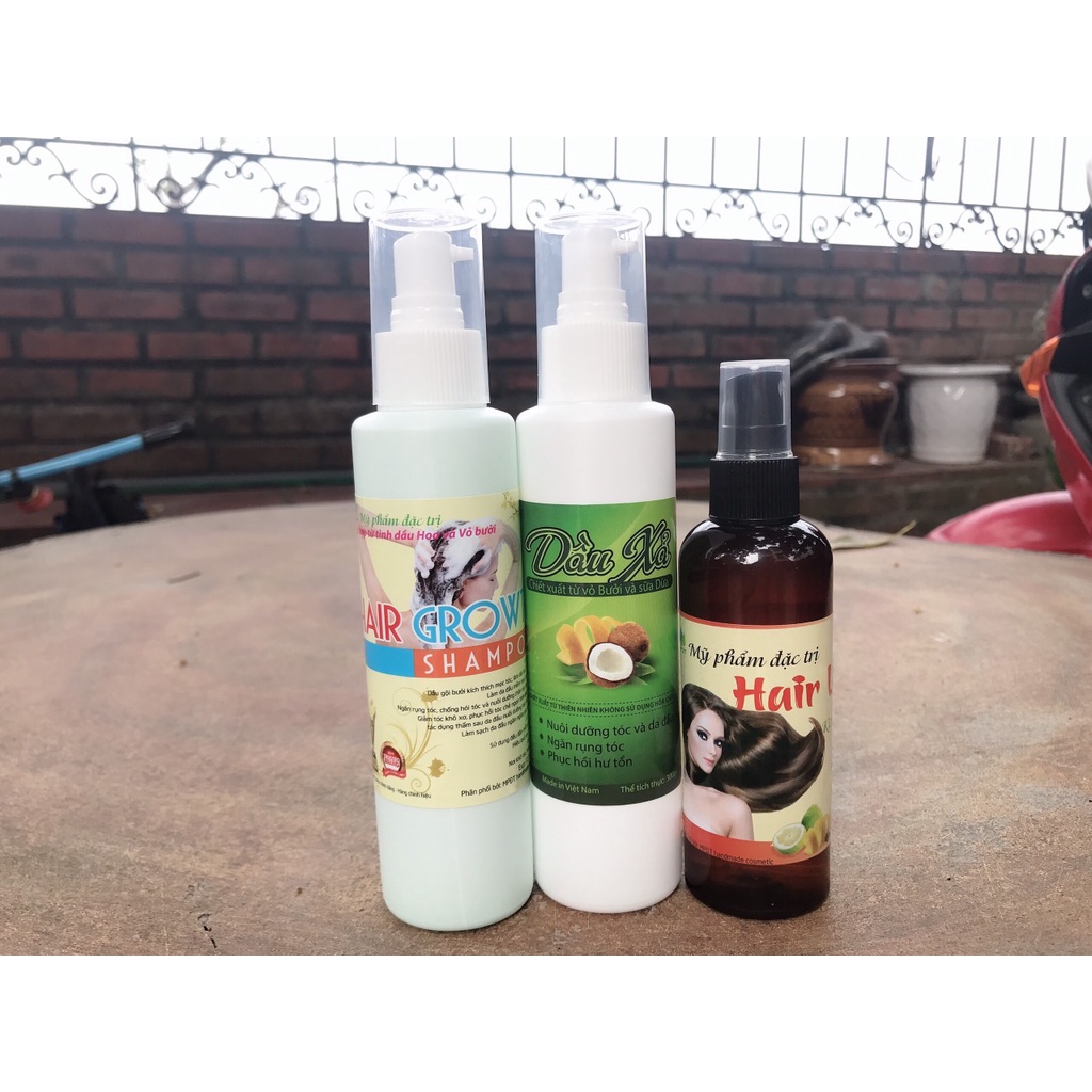 Bộ 3  tóc mọc nhanh dài tinh dầu bưởi kích mọc tóc, dầu gội bưởi, dầu xả sữa dừa hoa bưởi giúp giảm rụng, ngăn ngừa gàu