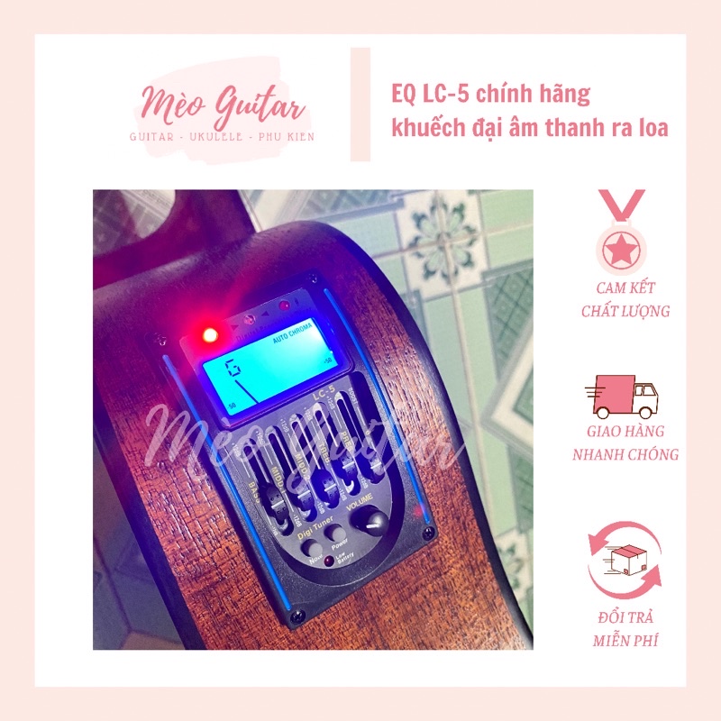 EQ Guitar LC5, Pick Up cho đàn Guitar Acoustic, Classic 5 băng tần, tích hợp máy tuner lên dây đàn