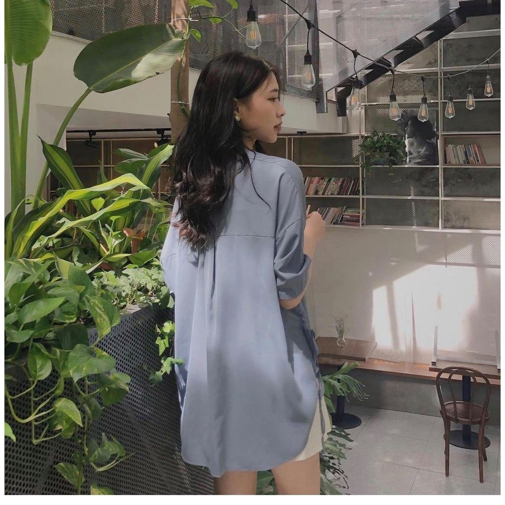 Áo sơ mi nữ tay ngắn Cheapy thắt nơ bên chất lụa tăm form rộng dáng suông ulzzang vintage kiểu Hàn Quốc C422