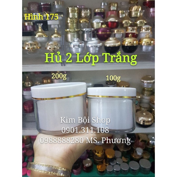 HỦ ĐỰNG KEM BODY - Hủ 2 Lớp Trắng 100g và 200g