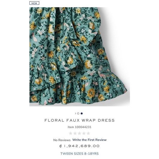 Váy bé gái JANIE AND JACK hoạ tiết hoa - FLORAL FAUX WRAP DRESS