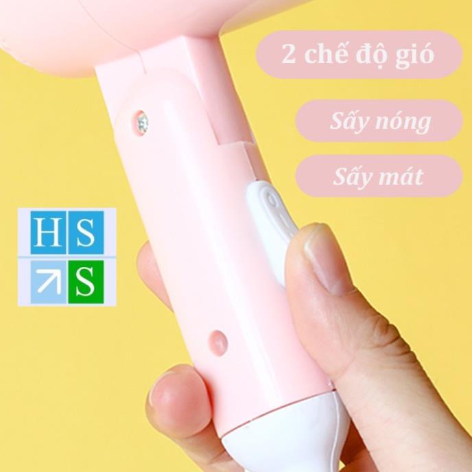 (Bán sỉ) Máy sấy tóc mini (Gấp gọn, 2 chế độ) Kiểu dáng cute, nhỏ gọn bỏ túi tiện mang theo du lịch, công tác - HS Shop