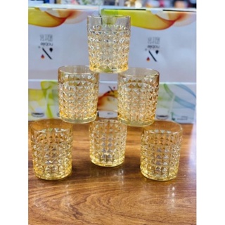 Bộ 6 Cốc Thuỷ Tinh Pha Lê Đẹp 3 màu ( Xanh - trắng -vàng )