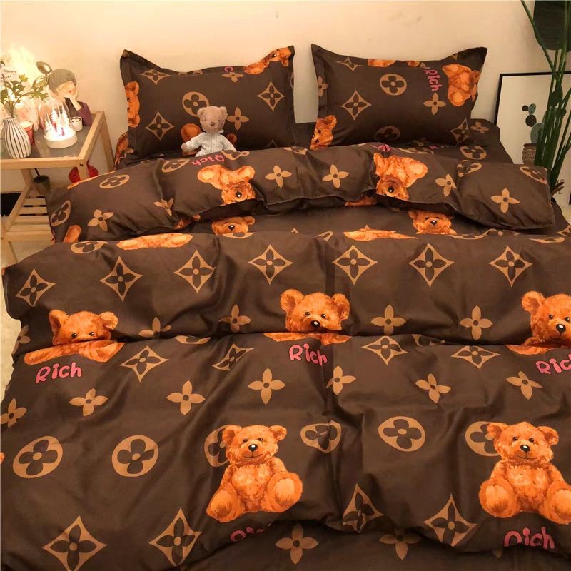 Bộ chăn ga gối cotton poly Emmibedding Store gấu nâu