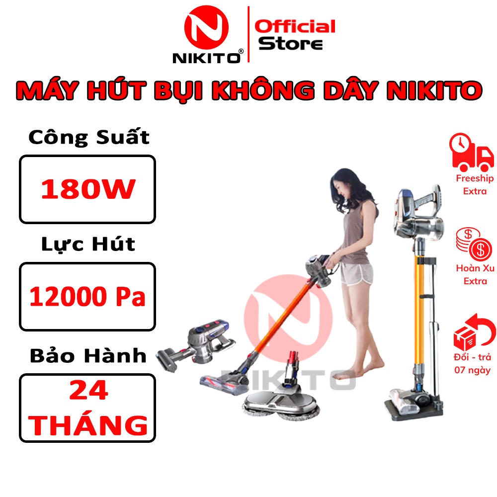 Máy Hút Bụi Cầm Tay Không Dây NIKITO Lau Siêu Sạch Pin Bền Nhập Khẩu