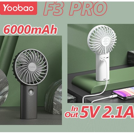 Quạt yoobao F3 pro + kiêm sạc dự phòng 6000mah Pin 32h, chính hãng có BH | WebRaoVat - webraovat.net.vn