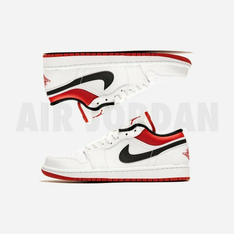 Giày Jordan 1 Chính Hãng FREESHIP Nike Air Jordan 1 Low White University Red- Giày JD1 Cổ Thấp Auth- Simple Sneaker