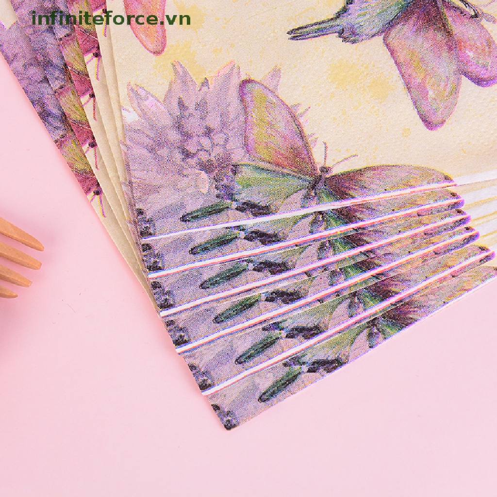 Set 20 Khăn Giấy In Họa Tiết Bướm Trang Trí Tiệc Cưới / Giáng Sinh