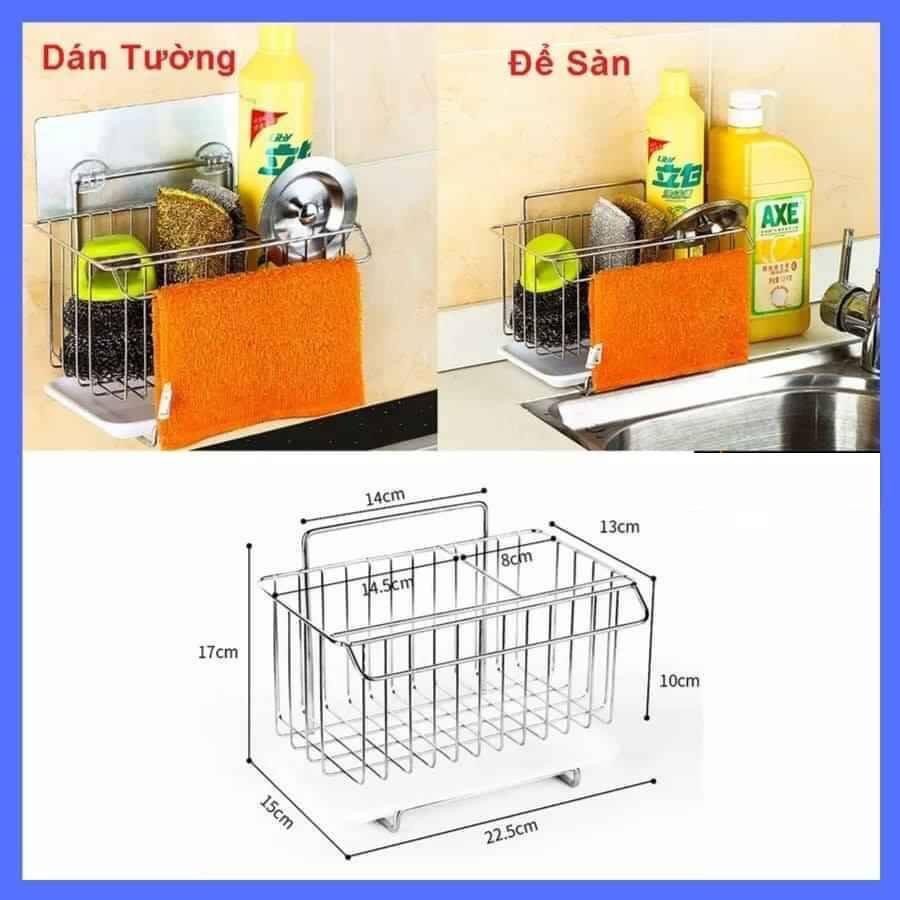 Kệ inox 304 để đồ rửa chén bát có khay hứng cao cấp, dán tường siêu chắc