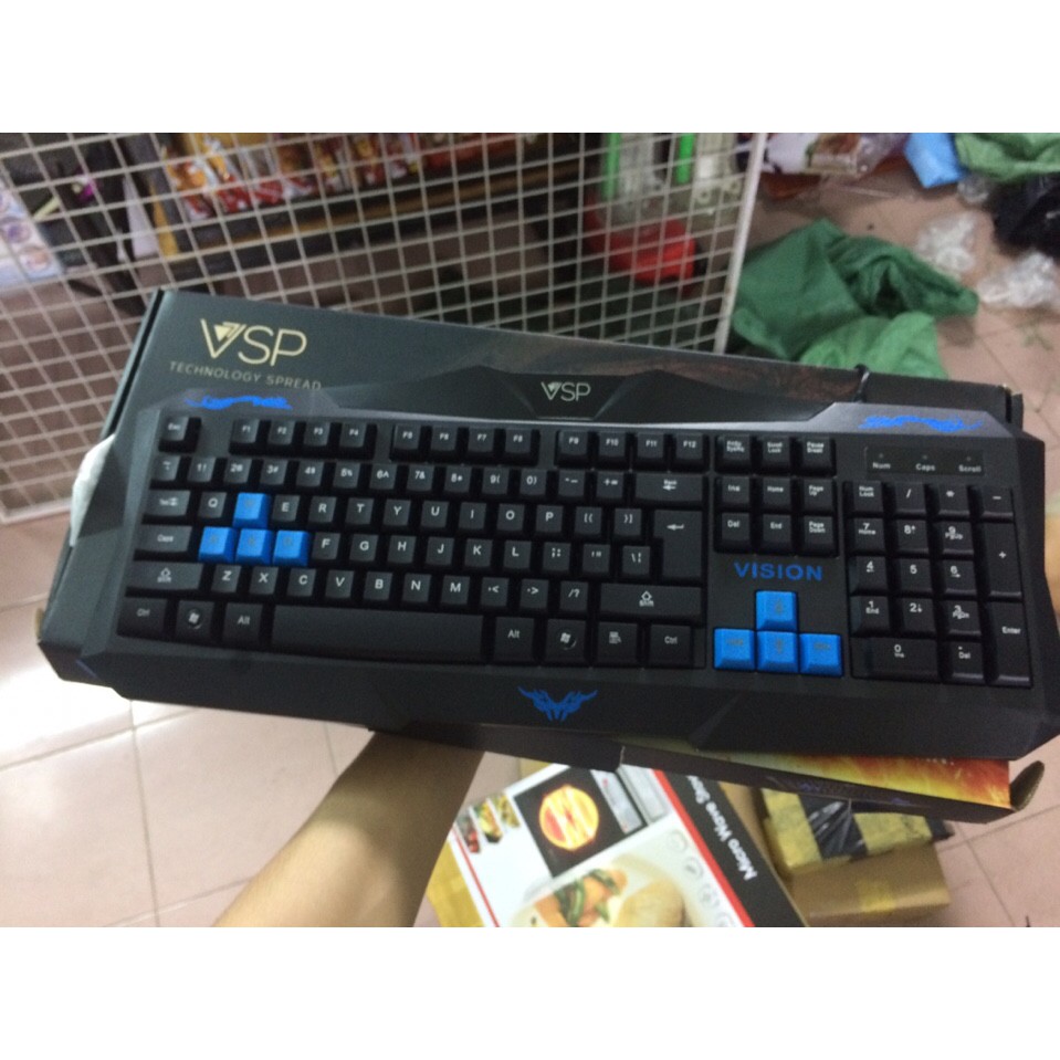 Bàn phím chuyên game vission có nút màu bấm cực nhẹ êm tai