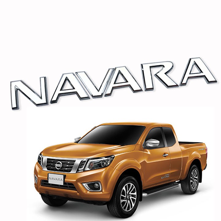 Tem logo chữ nổi NAVARA gắn trang trí đuôi xe Nissan Navara