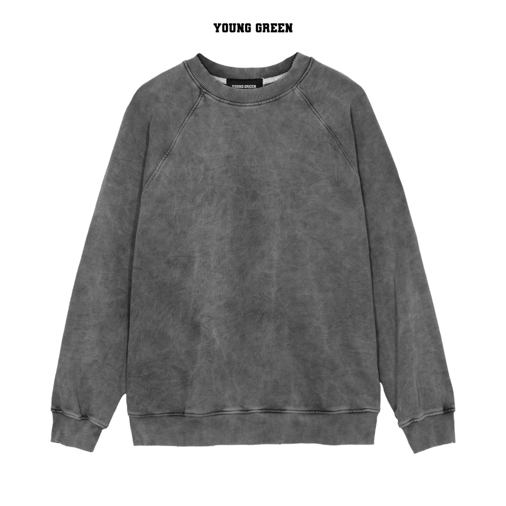 Áo nỉ dài tay WASHED HOOD BLANK - YOUNG GREEN