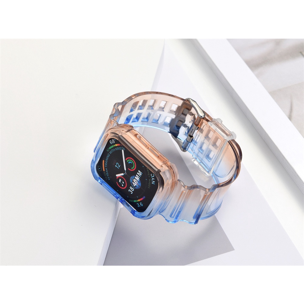 Ốp Silicone Trong Suốt Màu Gradient Cho Apple Watch Series 7 6 SE 5 4 3 2 1 iwatch 38mm 40mm 41mm 42mm 44mm 45mm
