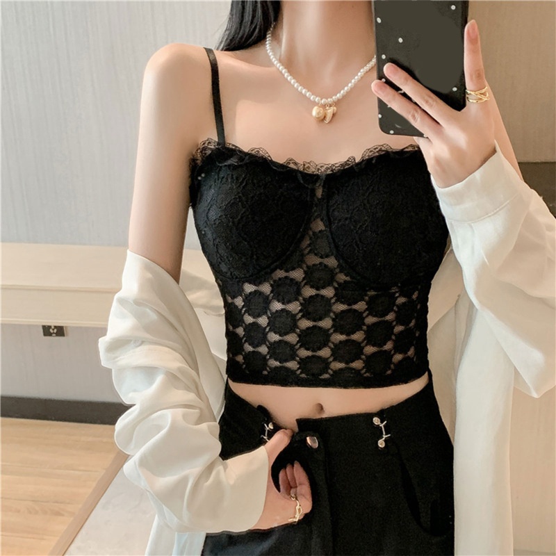 Oneri Áo Lót Ren Lưới Croptop Hai Dây Có Đệm Ngực Gợi Cảm Cho Nữ