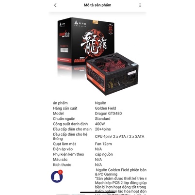 Nguồn máy tính Golden Field Dragon GTX480 - 400W