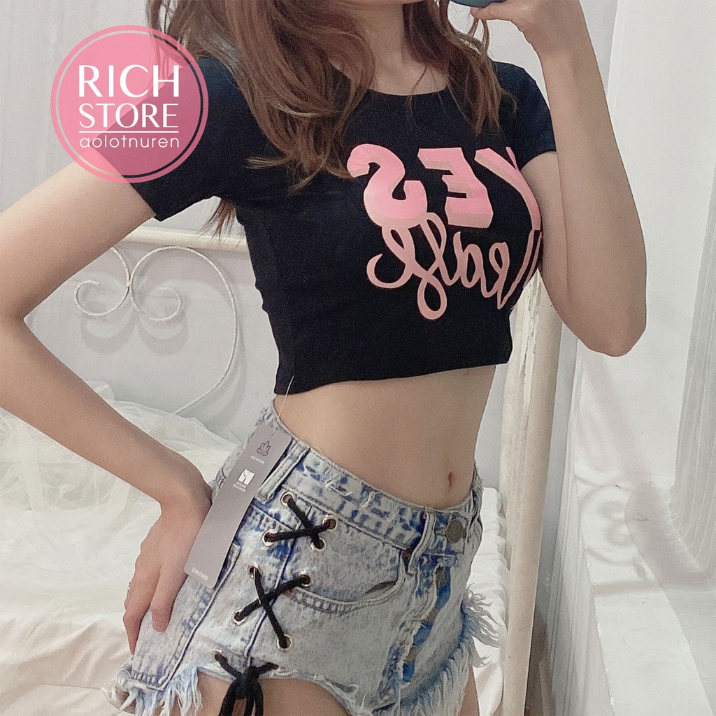 Áo croptop in chữ YES 5 màu RICH STORE CRT63