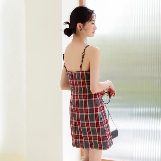 Váy 2 Dây Caro LSEOUL V1021 Ngọt Ngào Nữ Tính