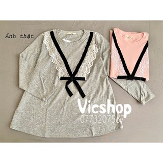 Áo bầu thu đông 100% cotton cổ ren