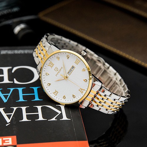 Đồng Hồ Nam PAGINI PA5588 Dây Thép Không Gỉ Cao Cấp Mặt Đính Đá -Kim Dạ Quang- Hiển Thị Ngày Tháng - Bảo Hành 12 Tháng