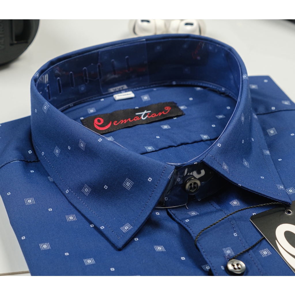 Áo Sơ Mi Nam Công Sở Cộc Tay Họa Tiết Trung Niên Emotion Form Slimfit phong cách Sartorial lịch lãm