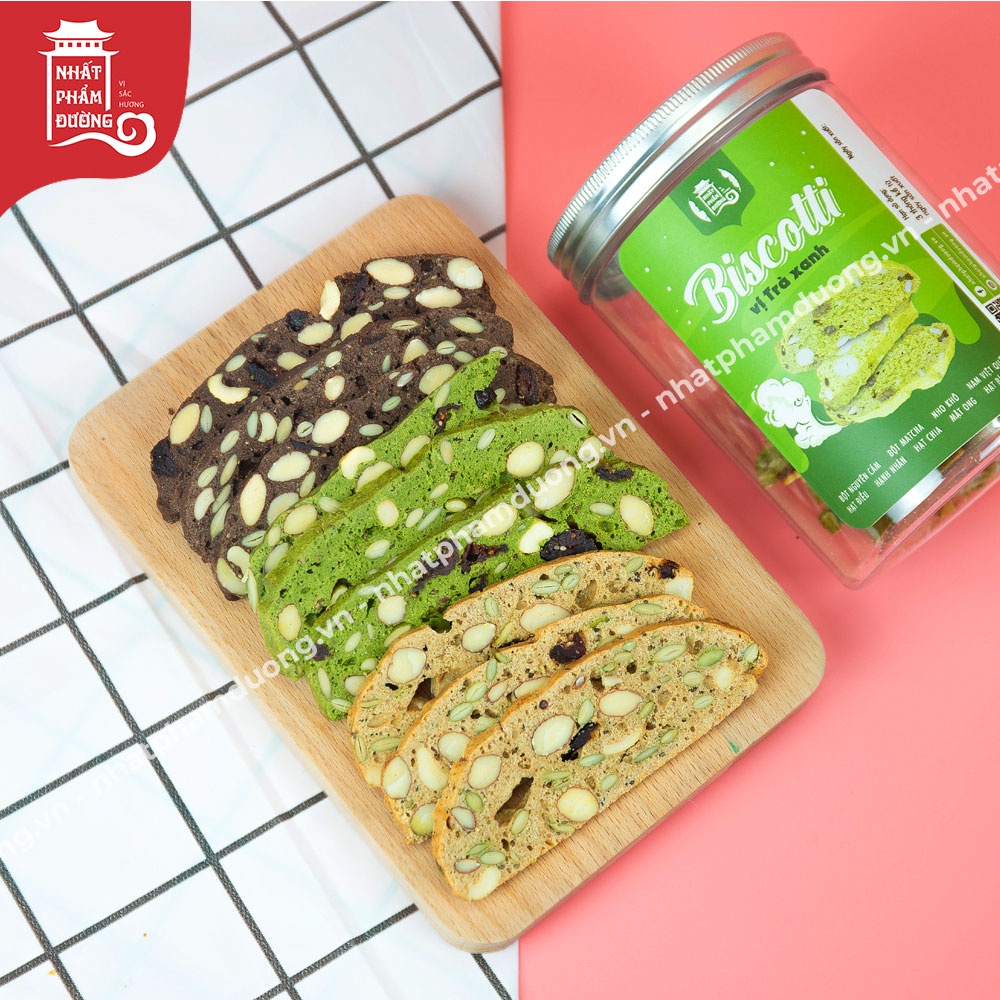 Bánh Biscotti ăn kiêng Nhất Phẩm Đường 250g bột nguyên cám 100% đồ ăn vặt eat clean