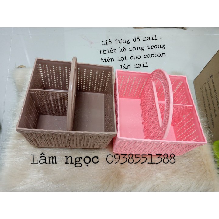 Giỏ nhựa đựng đồ nail  tận gốc  rổ nhựa xách tay PVC loại 1 cao cấp siêu bền xinh nhỏ gọn tiện lợi để dụng cụ làm móng