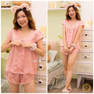 set mặc nhà đùi phối ren lụa xịn cao cấp
