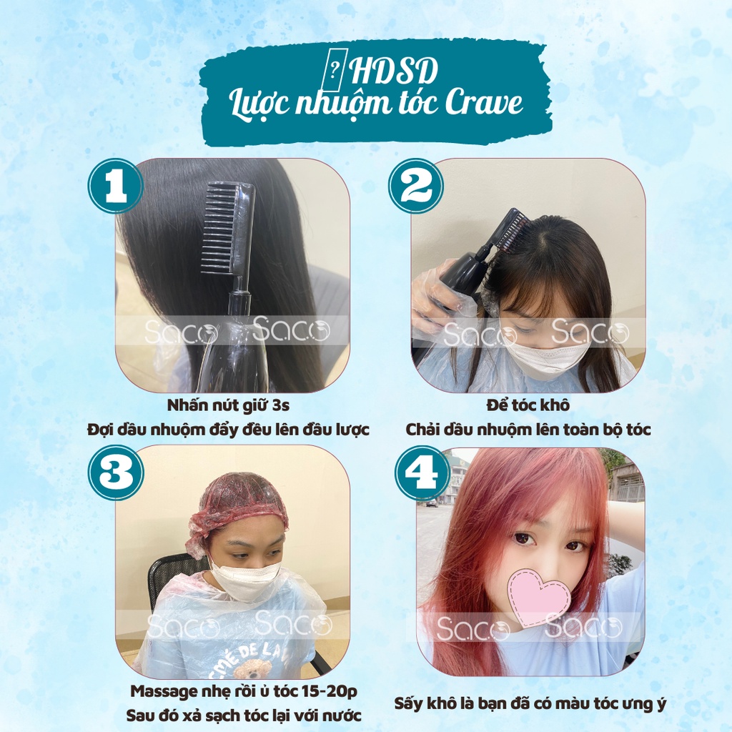 Lược nhuộm tóc màu Nâu Trà Sữa Coloring CRAVE không cần tẩy tóc hay nâng tone, lên màu từ nền đen chai 400ml
