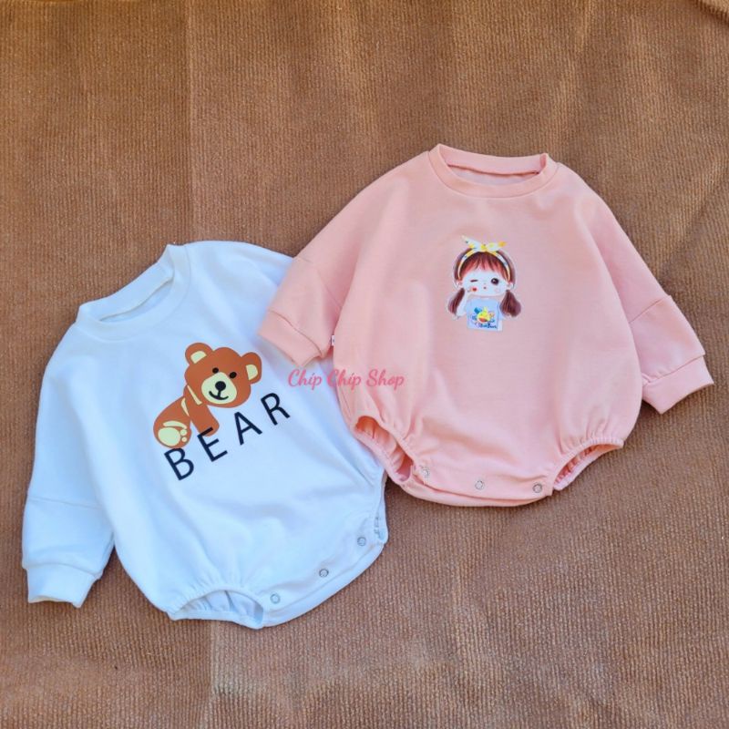 Body dài tay nỉ cotton dày dặn cho bé trai,bé gai-Chíp Chíp Shop