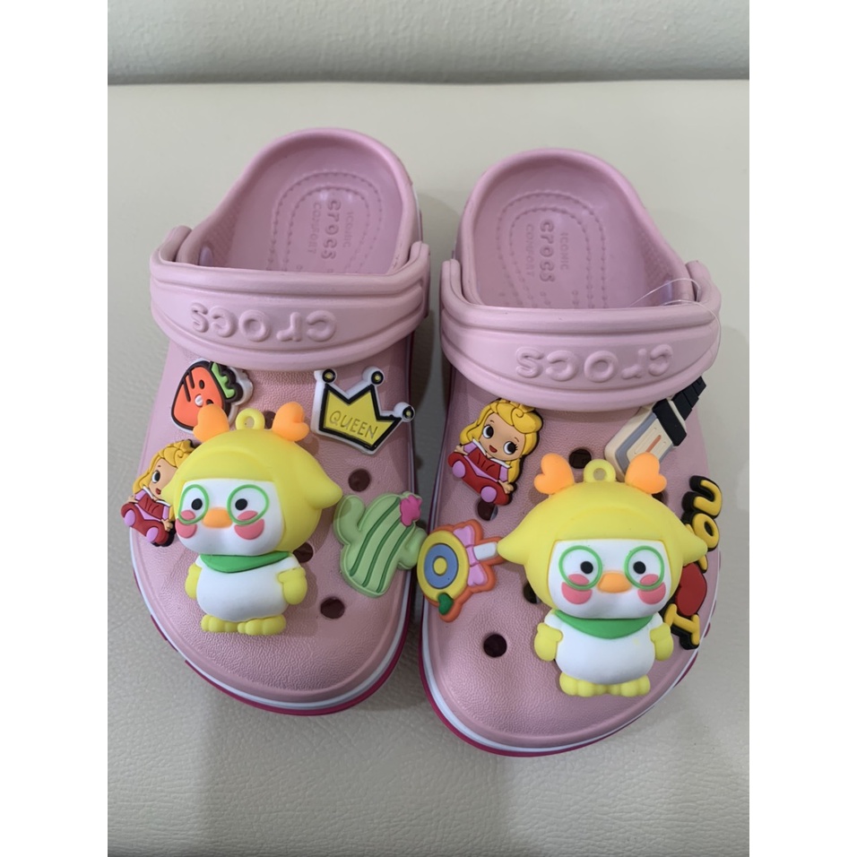 🔥 Bán Chạy . Dép Sục Crocs Baya Hồng Cho Bé Trai Gái . Sản Phẩm Cao Cấp, Nhừa Không Mùi . Trống Trơn Trượt.