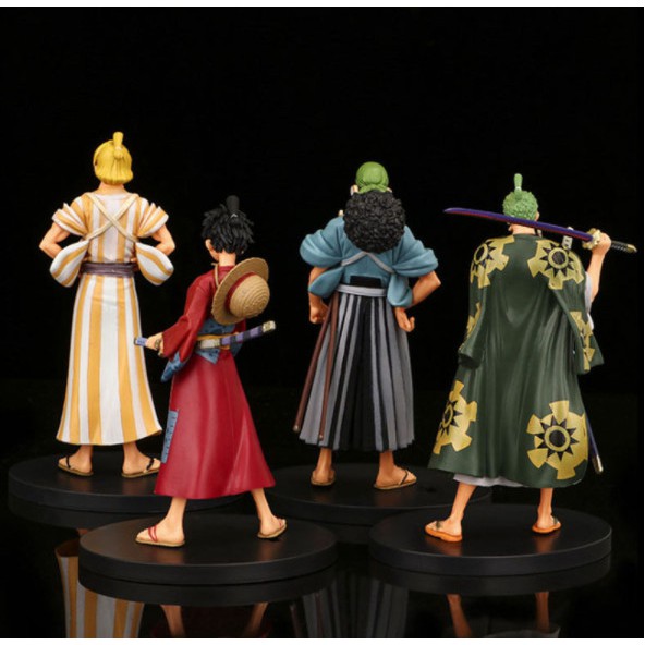 Mô hình 4 nhân vật One Piece 17cm cầm kiếm siêu ngầu, Luffy - Zoro - Usopp - Sanji