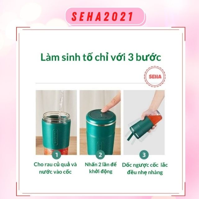 [Mã ELHA22 giảm 5% đơn 300K] Máy Xay Sinh Tố Cầm Tay Mini Jiashi Sạc Điện Mang Du Lịch Seha2021