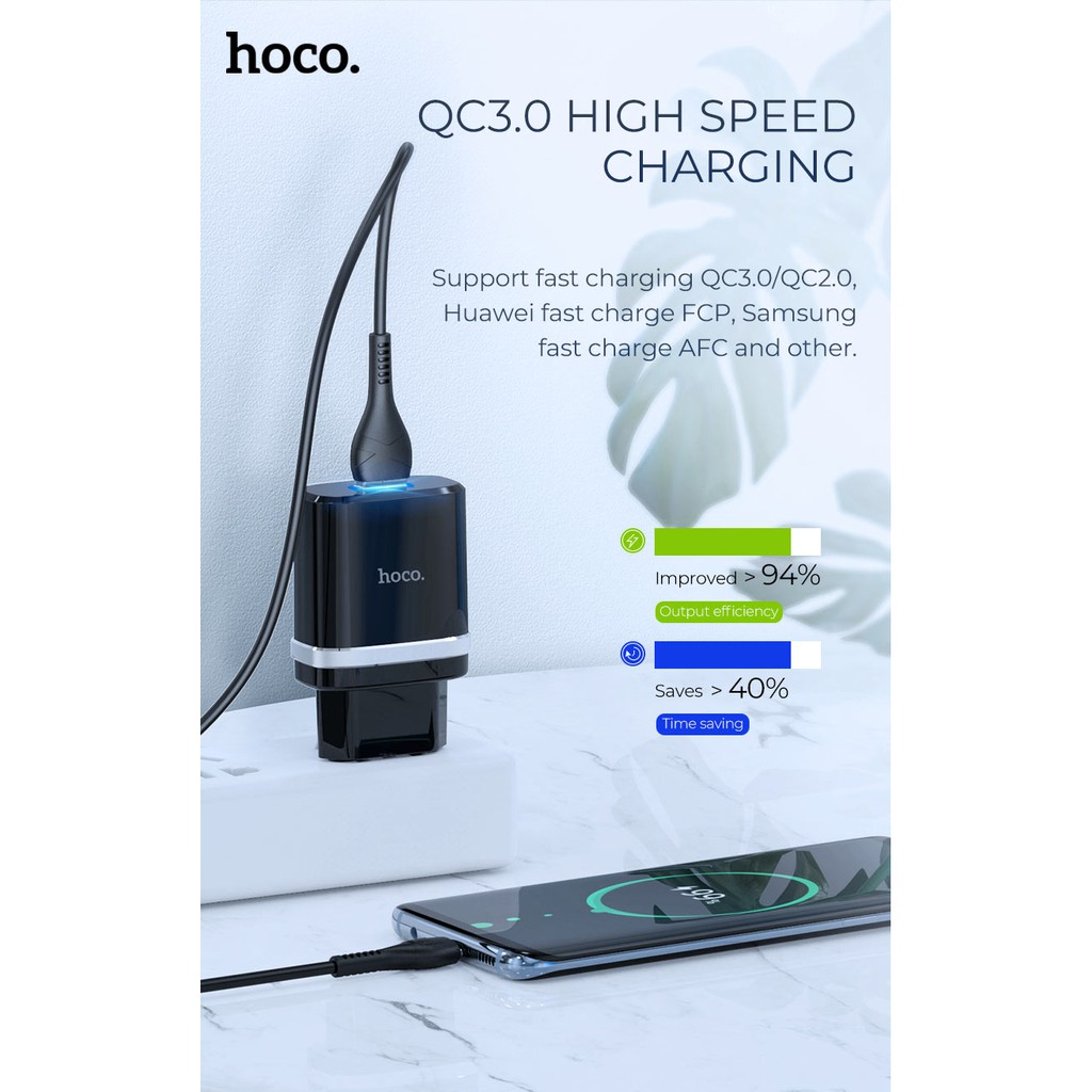 Cốc Sạc Nhanh IPhone 12 Pro Max Chính Hãng 18W Hoco C12Q Củ Sạc Nhanh Điện Thoại Cổng USB Cho Samsung Android Chính Hãng