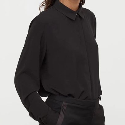 Áo sơ mi H&M voan lụa tay dài họa tiết sọc, màu trơn