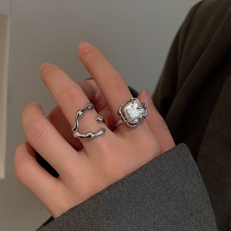 Nhẫn Hở Đính Ngọc Trai Đơn Giản Thời Trang Cho Nữ