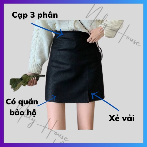 Chân Váy Ngắn Vải Da Siêu Sang Chảnh , Cân Mọi Oufil