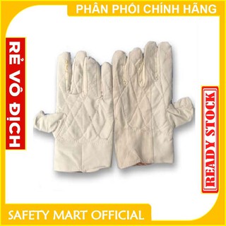 Combo 10 Đôi Găng Tay Vải Bạt Trắng, Găng Tay Thợ Hàn, Găng Tay Cơ Khí