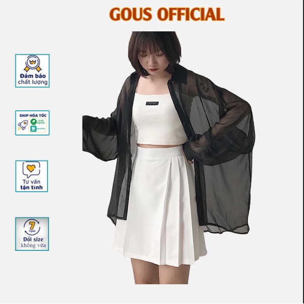 Áo Sơ Mi Nữ Form Rộng Sơ Mi Lưới Tay Dài Trơn Basic Khoác Ngoài Cá Tính Ulzzang DING Màu Đen Màu Trắng 1251