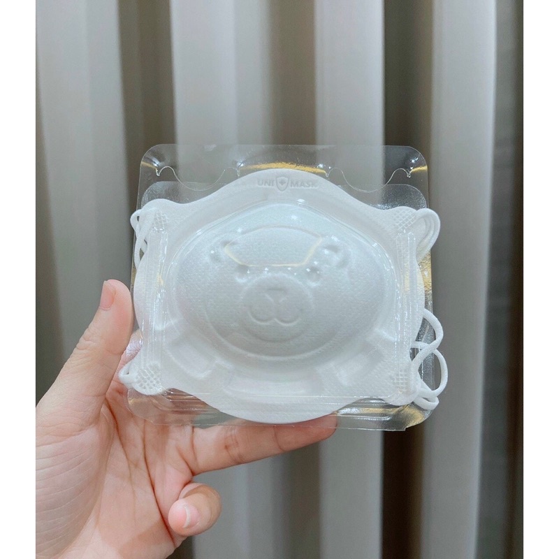 Khẩu Trang Gấu 3D Unimask Cho Bé Hộp 3 Cái
